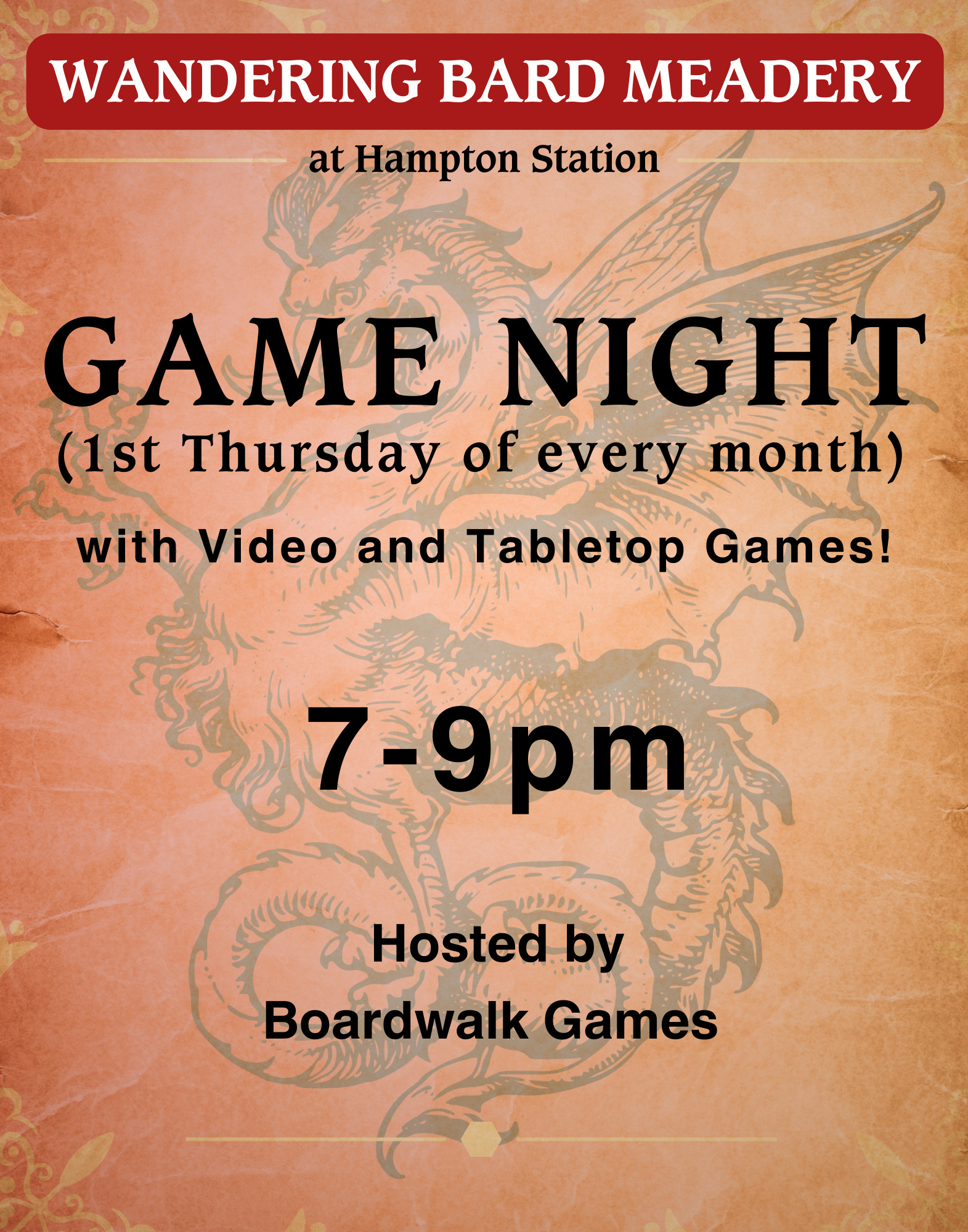 Game Night (First Thursday of each month) - Wandering Bard Meadery